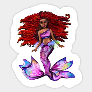 Black African American Mermaid Sticker